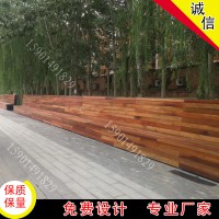 北京座椅路邊靠背椅定制塑木公園椅戶(hù)外防腐木休閑椅馬路平凳椅子